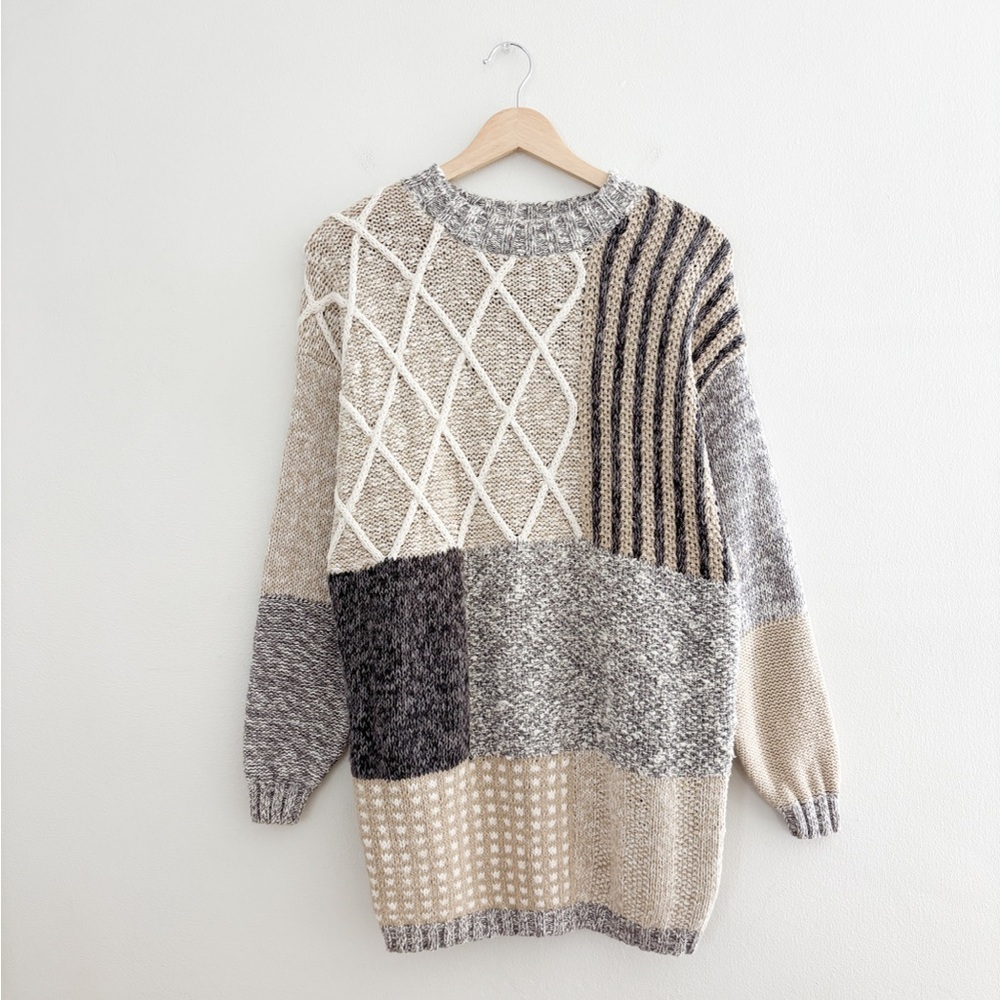 Vintage Patchwork Knit Sweater